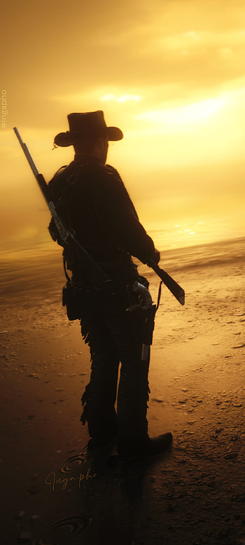 Red Dead Redemption 2, orange, RedDeadRedemption2, cowboy, ingapho, rdr2, yellow, dawn HD phone wallpaper