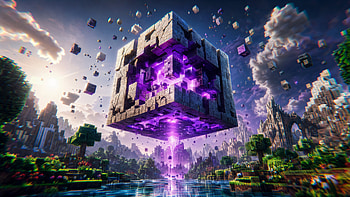 — Floating Voxel Cube Rift, Minecraft, Voxel Art HD wallpaper