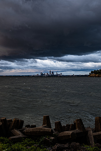 Nature, Water, Sea, Clouds, City, Coast HD phone wallpaper