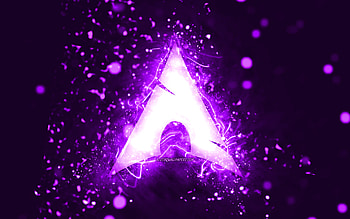 Manjaro violet logo, , violet neon lights, Linux, creative, violet abstract background, Manjaro logo, OS, Manjaro HD wallpaper