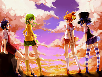 Friends, sexy, thigh highs, hot, cute, beautiful, anime girls, beauties, sunrise, beauty, clouds, sky, sunset HD wallpaper