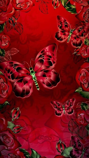 Red butterflies, flowers, moths and butterflies HD phone wallpaper