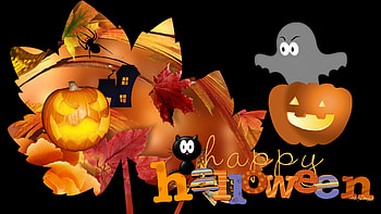 Halloweens Eve, firefox persona, fall, spider, halloween, leaves, ghost, autumn, jack o lantern, haunted house HD wallpaper