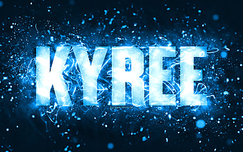 Happy Birtay Kyree, , blue neon lights, Kyree name, creative, Kyree Happy Birtay, Kyree Birtay, popular american male names, with Kyree name, Kyree HD wallpaper
