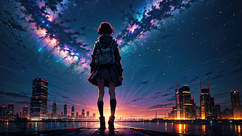 Stardust Serenity Anime Night Sky, anime-girl, anime, artist, artwork, digital-art, deviantart HD wallpaper