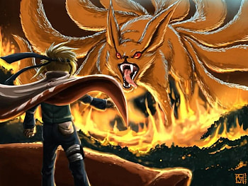 narutos dad, naruto, kyuubi, creepy, yondaime HD wallpaper