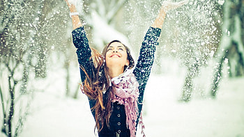 snow girl, winter, mood, snow, smile HD wallpaper