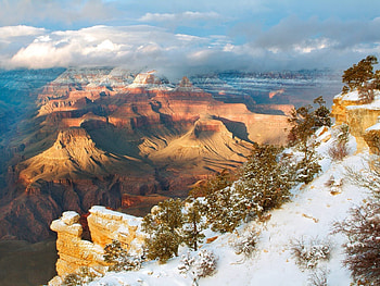 Winter, Nature, Trees, Mountains, Snow, Height, Canyons, Arizona HD wallpaper