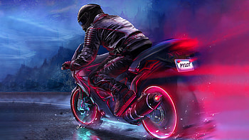 Retro Bike Rider , biker, retro, retrowave, bike, artist, artwork, digital-art HD wallpaper