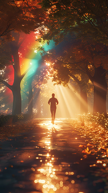 Jogging after rain, jogging, rainbow, rain, nature, tree HD phone wallpaper