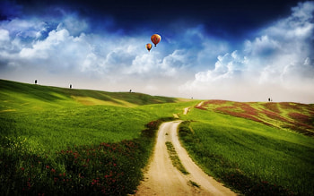 Hot Air Balloons, hot, balloons, hills, air HD wallpaper