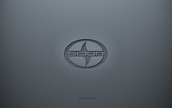 Scion logo, gray creative background, Scion emblem, gray paper texture, Scion, gray background, Scion 3d logo HD wallpaper