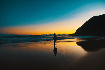 Sunset, Beach, Dark, Silhouette, Loneliness, Lonely, Alone HD wallpaper