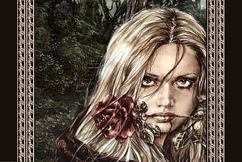 Woman With A Rose, rose, face, blood, woman HD wallpaper