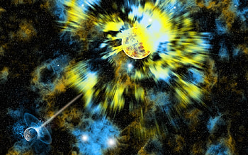 Nebulae Explosion, star, explosion, nebulae, planets, big bang, space, sun HD wallpaper