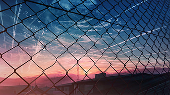 Anime City Moescape Fence , fence, anime, artist, artwork, digital-art HD wallpaper