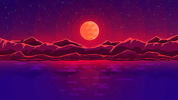 Moon Rays Red Space Sky Abstract Mountains, space, artist, artwork, digital-art, mountains, abstract HD wallpaper
