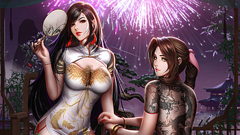 Cheongsam Tifa And Aerith Cosplay, aerith-gainsborough, tifa-lockhart, final-fantasy, games, artist, artwork, digital-art, artstation HD wallpaper