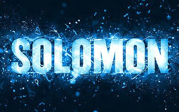 Happy Birtay Solomon, , blue neon lights, Solomon name, creative, Solomon Happy Birtay, Solomon Birtay, popular american male names, with Solomon name, Solomon HD wallpaper