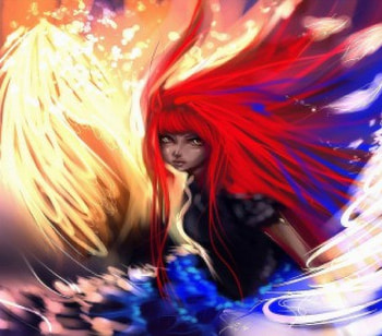 Shadow & Light, blue, colorful, colors, digital art, dress, drawings, conceptual, female, most ed, attractions in dreams, weird things people wear, girl, paintings, people, creative pre-made, love four seasons, fantasy, draw and paint, redhead, shadow and light, illustrations, hair HD wallpaper