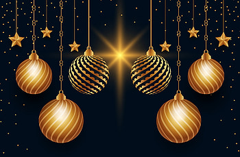 Golden Christmas Decoration, Decoration, Balls, New Year, Start HD wallpaper