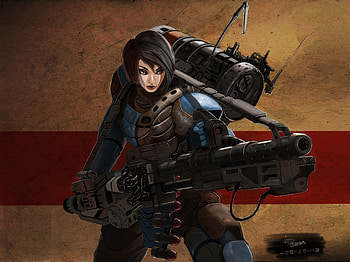 Futuristic Girl Weapon Woman Warrior, warrior, artist, artwork, digital-art, deviantart HD wallpaper