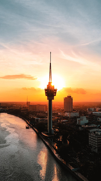 Cities, Sunset, City, Coast, Tower HD phone wallpaper