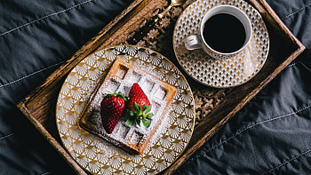 Waffles, coffee, breakfast, food HD wallpaper