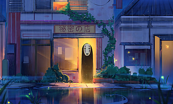 spirit at shop entrance, anime, original, art HD wallpaper