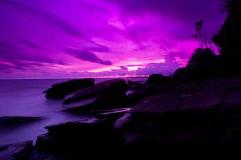 Purple Sunset, sky, Nature, Sunset, Purple HD wallpaper