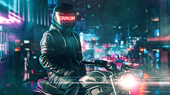 Yamaha Rider, yamaha, biker, artist, artwork, digital-art, neon, cyberpunk HD wallpaper
