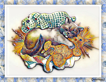 SLEEPING KITTY, SLEEPING, KITTY, ABSTRACT, FRAMED HD wallpaper