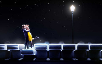 Night kiss, Lantern, Emma Stone, La La Land HD wallpaper