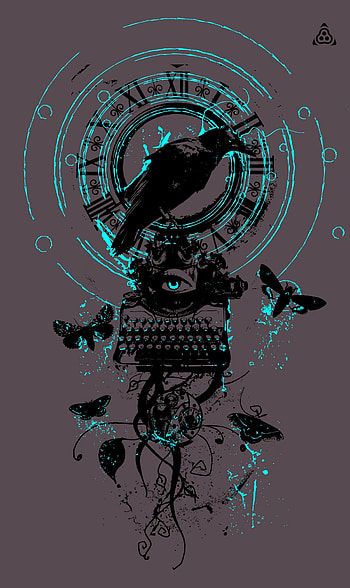 Art, Bird, Illusion, Clock Face, Dial, Raven HD phone wallpaper