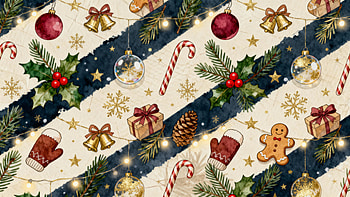 Yuletide Pattern — Festive Holiday, Holiday Pattern, Christmas, Candy Cane, Gingerbread Man, Christmas Ornaments HD wallpaper