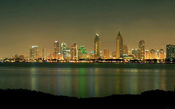 Cities, Usa, Shore, Bank, Skyscrapers, Evening, United States, California, San Diego HD wallpaper