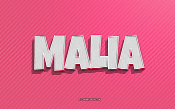 Malia, pink lines background, with names, Malia name, female names, Malia greeting card, line art, with Malia name HD wallpaper