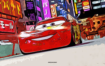 Lightning McQueen, , vector art, Lightning McQueen drawing, creative art, Lightning McQueen art, vector drawing, Cars 2 characters HD wallpaper