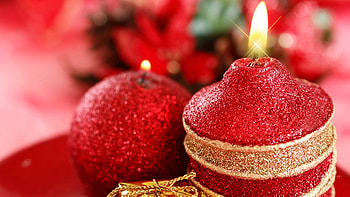 Candle Glow, New Year, holiday, candle, Christmas, light, red HD wallpaper
