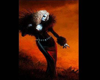 Vampire In Red, blood tear, pale skin, vampire, red dress, female HD wallpaper
