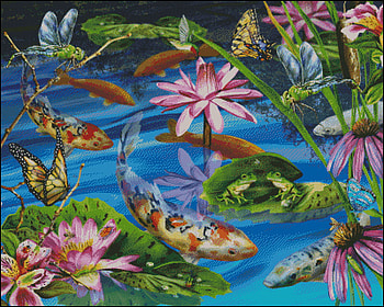 FROGS EYE VIEW, butterflies, koi, water, frogs HD wallpaper