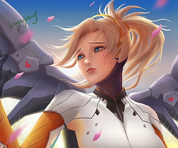 Overwatch, beautiful and cute, Mercy HD wallpaper