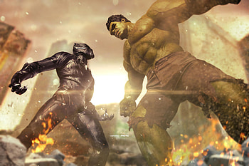 Hulk Vs Black Panther, black-panther, hulk, superheroes, artwork, deviantart HD wallpaper