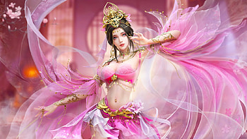 Pretty in Pink, , girl, woman, veils, art, exotic, beautiful, pink, digital, fantasy, lamamake HD wallpaper