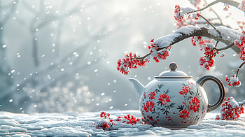 Winter Blossom Teapot, teapot HD wallpaper