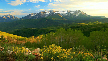Mount Timpanogos from Mill Canyon Peak, Utah, trees, landscape, sky, usa, clouds HD wallpaper