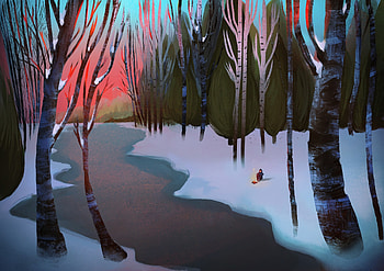 Rivers, Art, Bonfire, Forest, Human, Person HD wallpaper