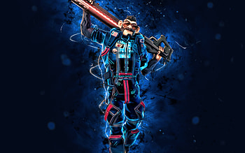 Blue Rune JB Chimpanski, , blue neon lights, Fortnite Battle Royale, Fortnite characters, Blue Rune JB Chimpanski Skin, Fortnite, Blue Rune JB Chimpanski Fortnite HD wallpaper