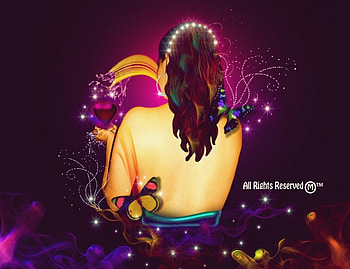 Magical Beauty, girl, sparkles, beauty, serenity, butterflies, life, love, smoke, hearts, peace HD wallpaper