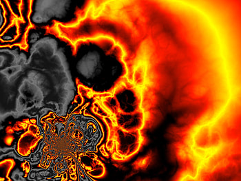 Fiery Brain Scan, fractal, abstract, art, fiery HD wallpaper